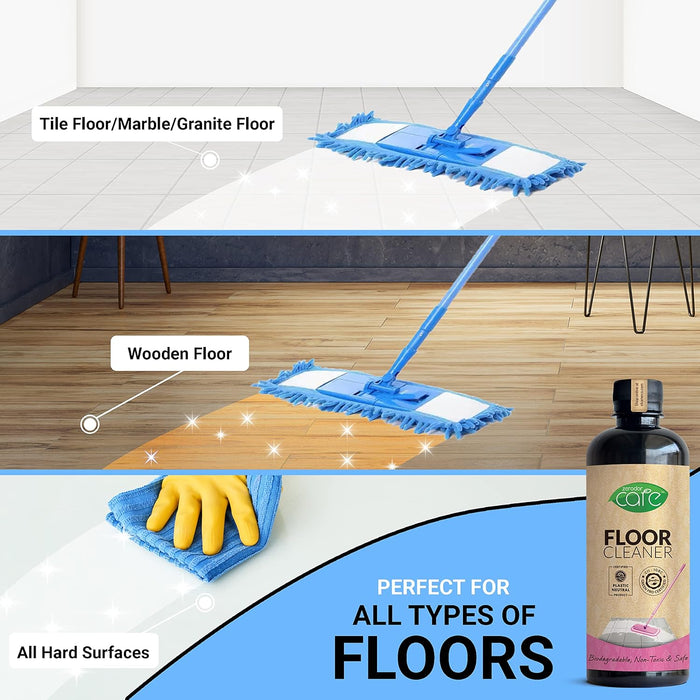 Zerodor Care Natural Floor Cleaner for Floor Tiles & Mirror | (400 ML) | Pet Safe Baby Safe Natural Enzyme based Plant Based Skin Friendly No toxic chemicals | Good for All Surfaces