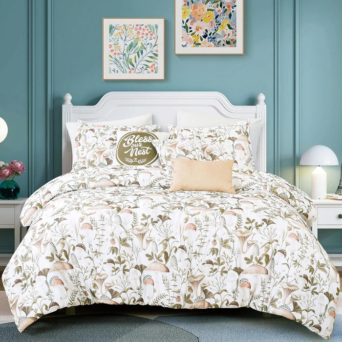 JCrown 6 Piece Bed in Bag Comforter Set - Safari Animal Print - Geometric Pattern in Southwestern Colors - Botanical Style Prints - Ultra Soft All Season Bed Set for Your Bedroom (Animal Print, Queen)