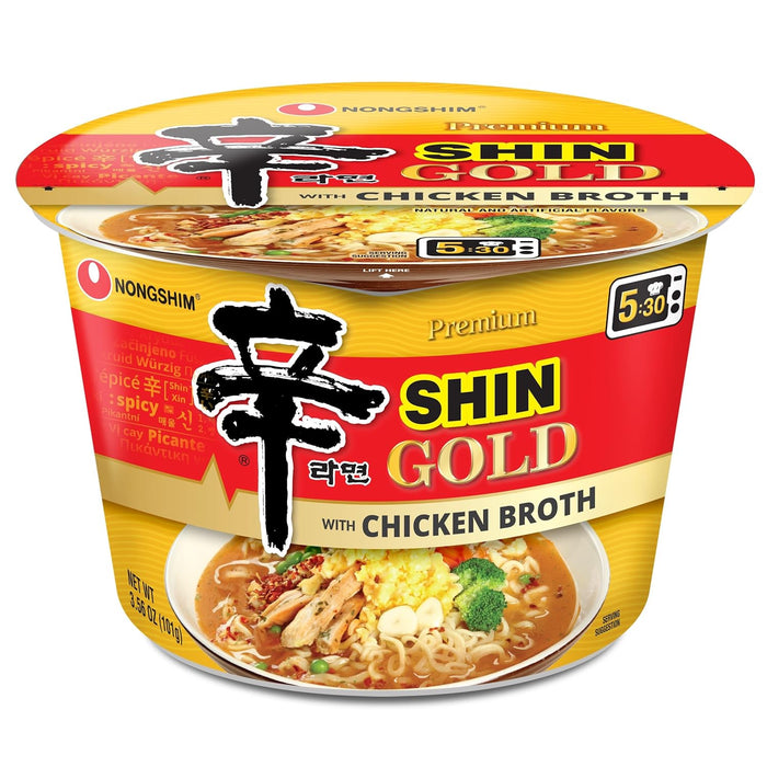 Nongshim Ramen Noodles, Gourmet Instant Ramen bowl, Premium Microwavable Noodle Soup, Spicy Shin, 3.03 Ounce (Pack of 12)