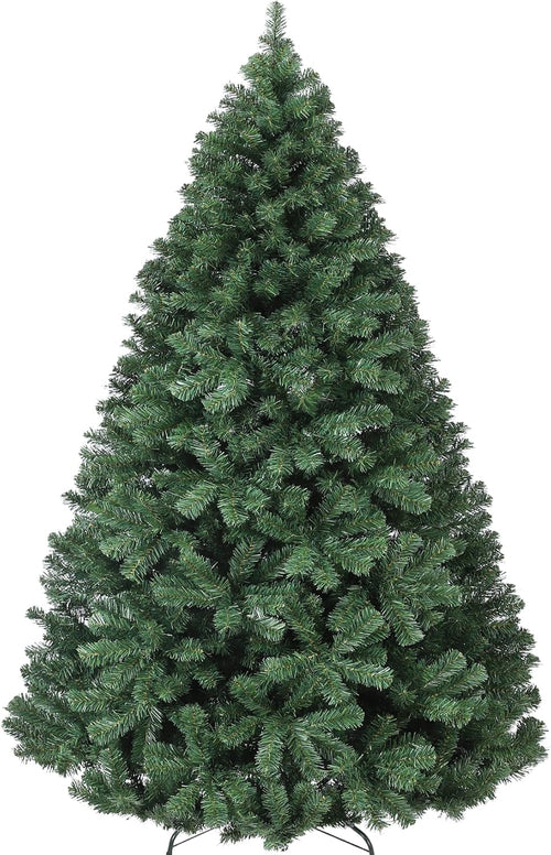 7.5ft Prelit Christmas Tree - Fluffy Fraser Fir with 600 Multicolor Lights & 9 Modes, Hinged Branches & 1300 Tips, Artificial Christmas Tree Includes Stand with Foot Switch for Holiday Home Decor