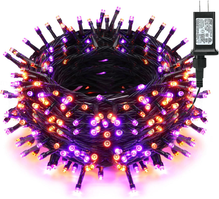 Brizled Purple & Orange Halloween Lights, 95.14ft 240 LED Halloween String Lights Connectable with Timer, 8 Modes Outdoor Orange Light, Plugin Mini Light Waterproof for Outside Spooky Decoration