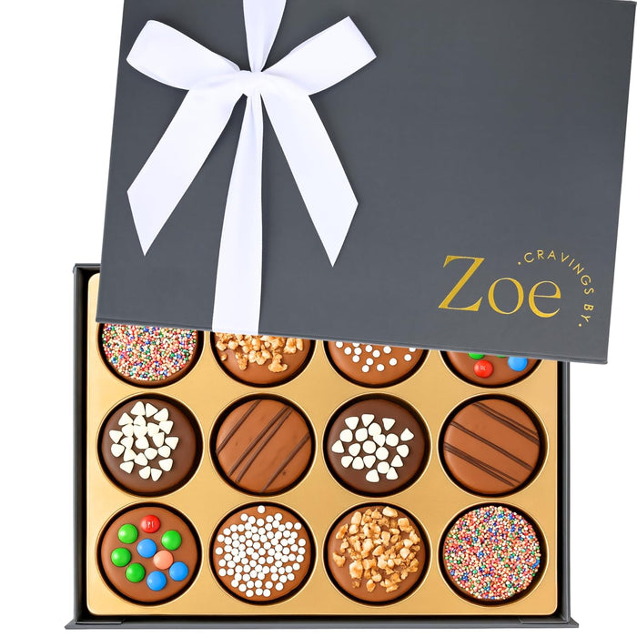 CRAVINGS BY ZOE Gourmet Chocolate Covered Cookies Gift Basket | 6 Count | Kosher Milk & Dark Belgian Chocolate Gourmet Food Gift Box | Birthday, Thank You, Candy Gifting Men Women Him Her Mom