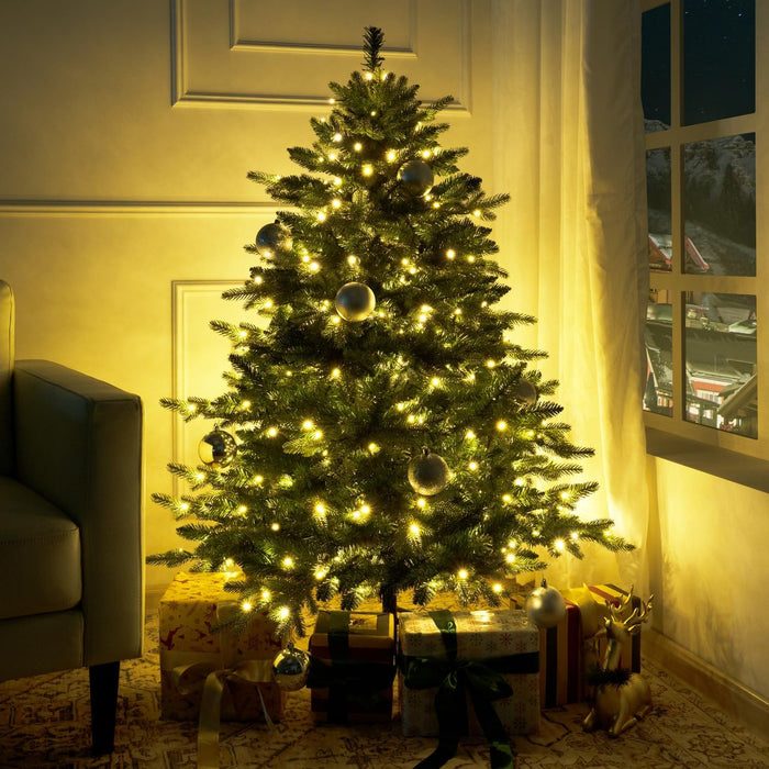 Cynthia 7.5ft Prelit Aritificial Christmas Tree with 3661 Branch Tips, 800 Warm Lights and Metal Stand, 60" Wide Realistic Rustic Christmas Tree with Lights by Naomi Home