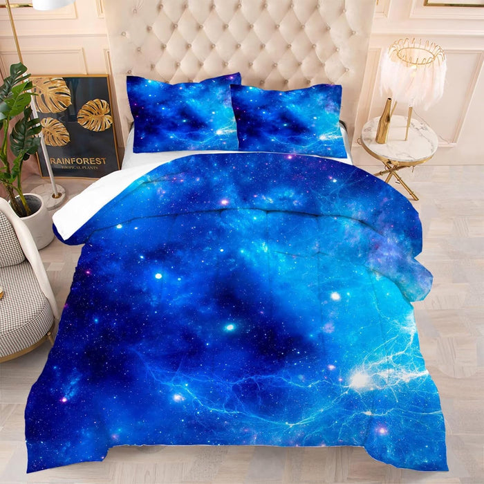 kxry Merry Christmas Comforter Set Santa Claus Deer Christmas Tree Galaxy Red Bedding Quilt King Size for Girls Boys Kids 1 Comforter + 2 Pillow Cases