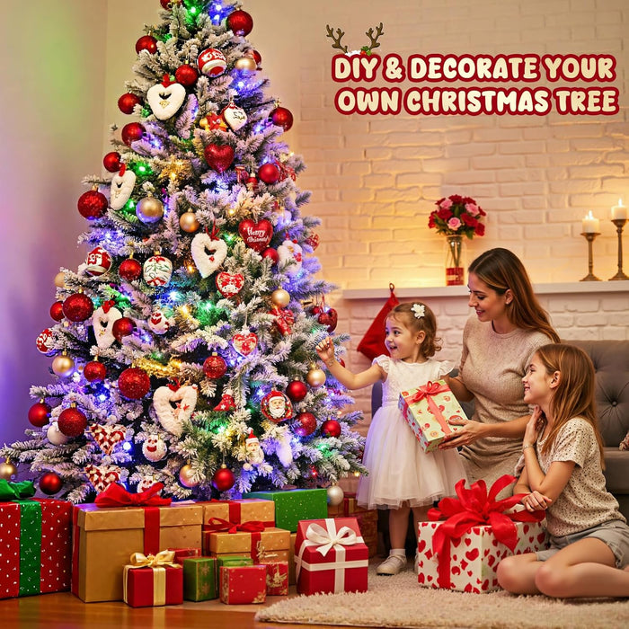7.5FT Rotating Christmas Tree with Remote, Pre-Lit Artificial Green PE & PVC Xmas Tree, Multicolor LED Lights with Music & Flash Modes, Deluxe Holiday Home Decor
