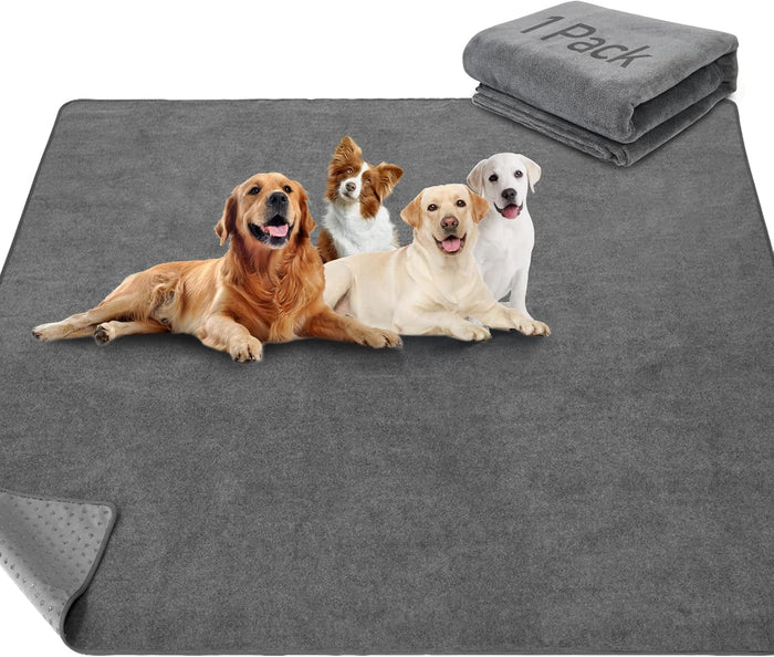 LOOBANI 2 Packs Extra Large Reusable Dog Mat for Floor, Non-Slip Washable Pee Pads for Dogs, Fast Absorbent Pet Whelping Pads, Puppy Playpen Mat for Incontinence, Housebreak, Crate (36"x48"-Gray)