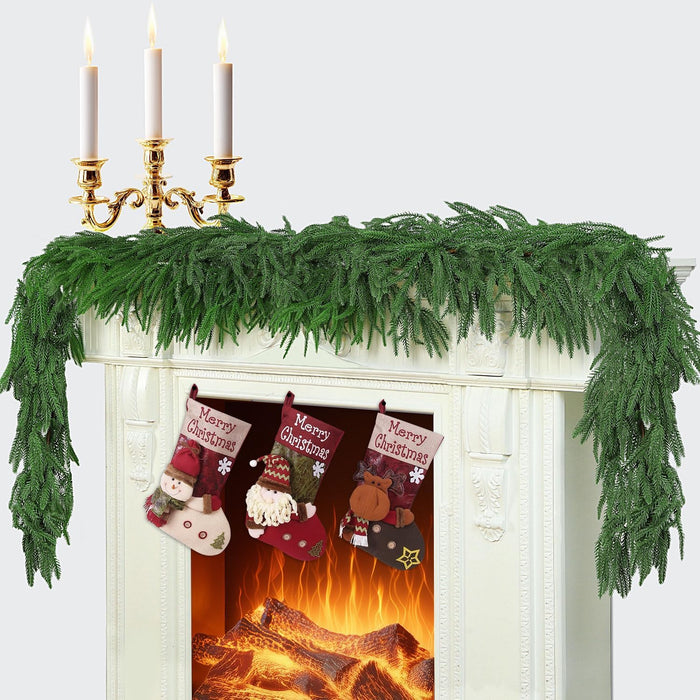 4 Pcs 6 Ft Artificial Norfolk Pine Garland, Real Touch Dense Faux Greenery Garland for Mantle, Table, Wall, Indoor & Outdoor Christmas Decorations