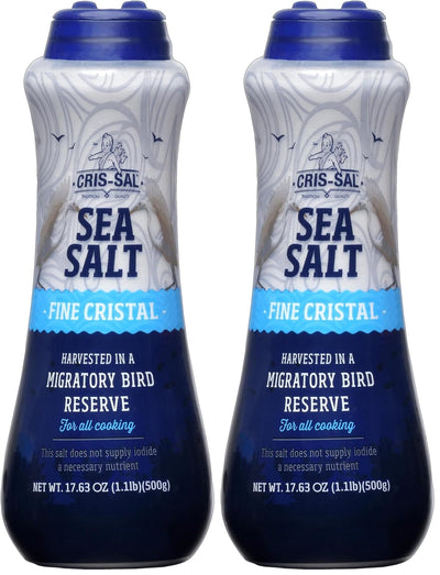Cris-Sal Gourmet Fine Cristal Sea Salt, Full Flavor Premium Natural Grain, Great for Cooking, Table Seasoning Recipes, Pantry Friendly, 17.63 Oz (Pack of 2)