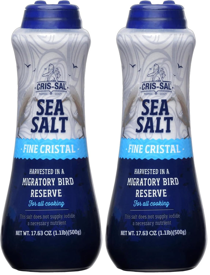 Cris-Sal Gourmet Fine Cristal Sea Salt, Full Flavor Premium Natural Grain, Great for Cooking, Table Seasoning Recipes, Pantry Friendly, 17.63 Oz (Pack of 2)