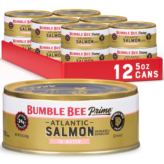 Bumble Bee Prime Solid White Albacore Tuna in Water, 5 oz Easy Open Cans (Pack of 4) - Premium Wild Caught Tuna - 32g Protein per Serving - Non-GMO Project Verified, Gluten Free, Kosher