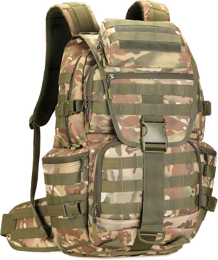 50L Military Tactical Backpack 3 Day Assault Pack Molle Daypack Hiking Backpack for Men and Women (Black white Tie-Dye)