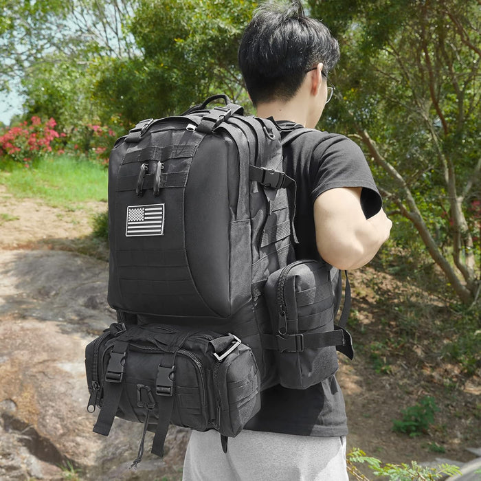 Large Military Tactical Backpack for Men, 40-50L Backpacks for Women, Bug out Bag Army 3 Days Assault Pack Bags Rucksack with Molle System Black