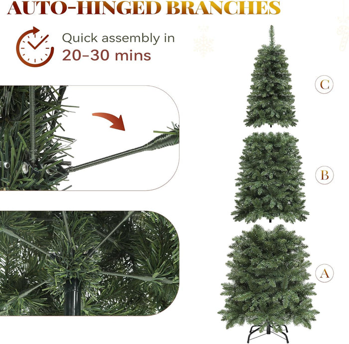 YITAHOME Pre-Lit Artificial Pencil Christmas Tree 6 FT with Remote, Fraser Fir, Slim Green Christmas Tree with 700 Branch Tips and 200 Lights