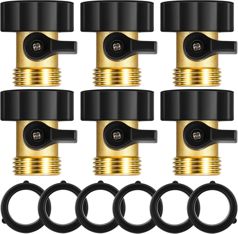 Tudomro 4 Pack Garden Hose Shut Off Valve Durable Heavy 3/4 Brass Shut Off Valve for Garden Hose with Extra Pressure Washer Water for Household Cleaning