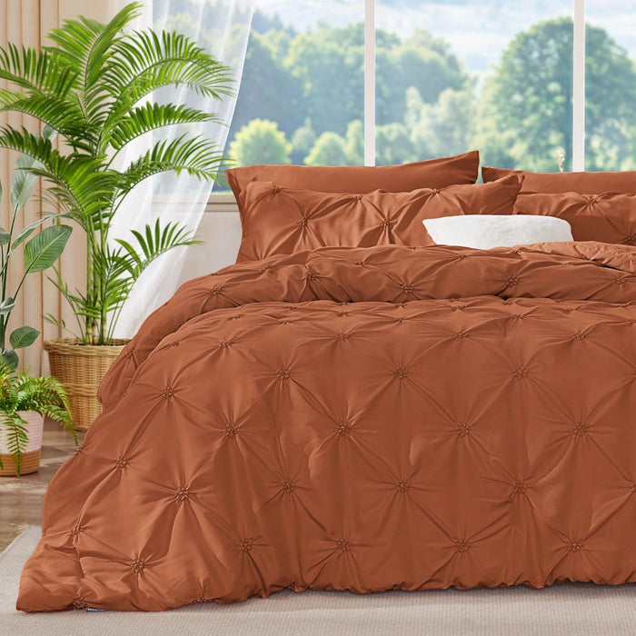 BEDELITE Pink Comforter Set Queen - 3 Pieces Boho Pintuck Bedding Comforter Sets, Lightweight Soft & Warm Bed Comforter Queen with 2 Pillowcases for All Season
