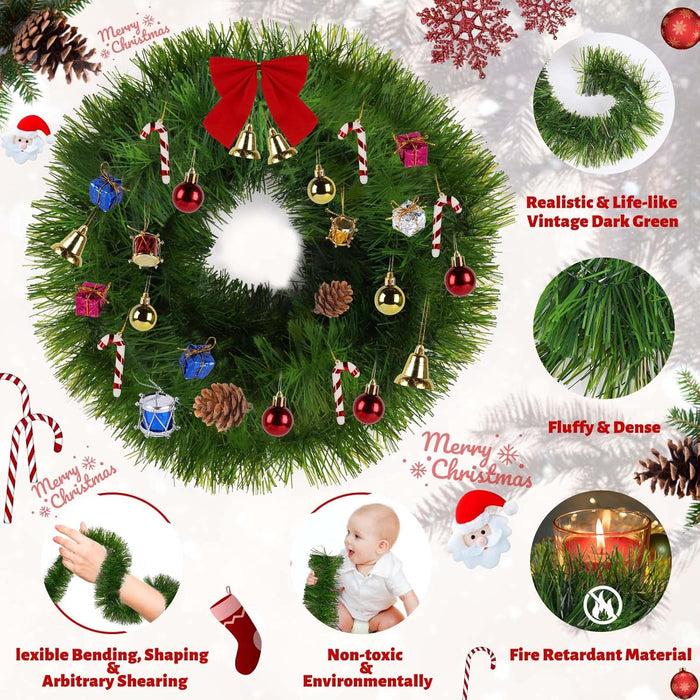 5 Pack 250FT Christmas White Garland Flower for Christmas and Non-Lit Soft Holiday Decor for Outdoor Indoor Artificial Christmas Twist Garland Home Artificial Wedding Party Decoration