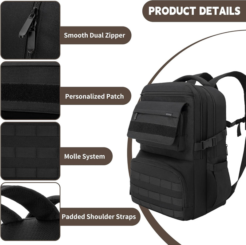 BQKOZFIN Tactical Backpack Waterproof Military MOLLE Assault Backpack Bag for Hunting Camping Travel,11" L x 8" W x 18" H…