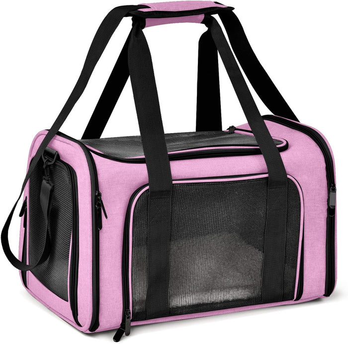 Henkelion Cat Carriers Dog Carrier Pet Carrier For Small / Medium Cats Dogs Puppies (Up To 15lbs), TSA Airline Approved Small Dog Carrier Soft Sided, Collapsible Waterproof Travel Puppy Carrier - Grey