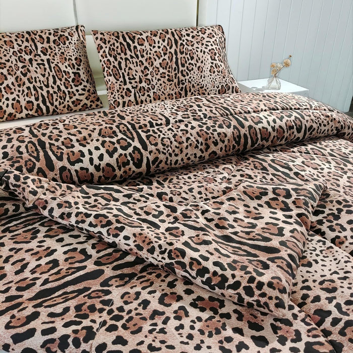 SDY 3PCS Cheetah Comforter Set Queen,Soft Leopard Print Bedding for Kids, Toddler, Girls, Boys