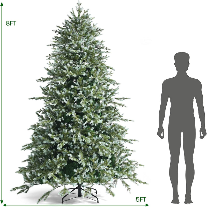 DORTALA Artificial Christmas Tree, 8FT Evergreen Xmas Tree with 1658 Branch Tips, Foldable Metal Stand, Green