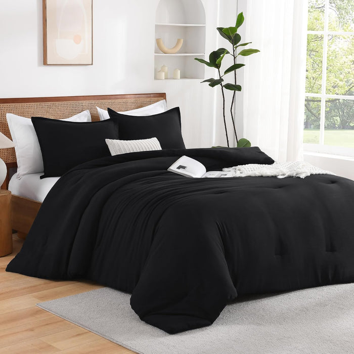 Andency Dark Emerald Green Queen Size Comforter Set, 3 Pieces Forest Hunter Green Boho Solid Bedding Sets, Soft Cozy Lightweight Down Alternative All Season Bed Set