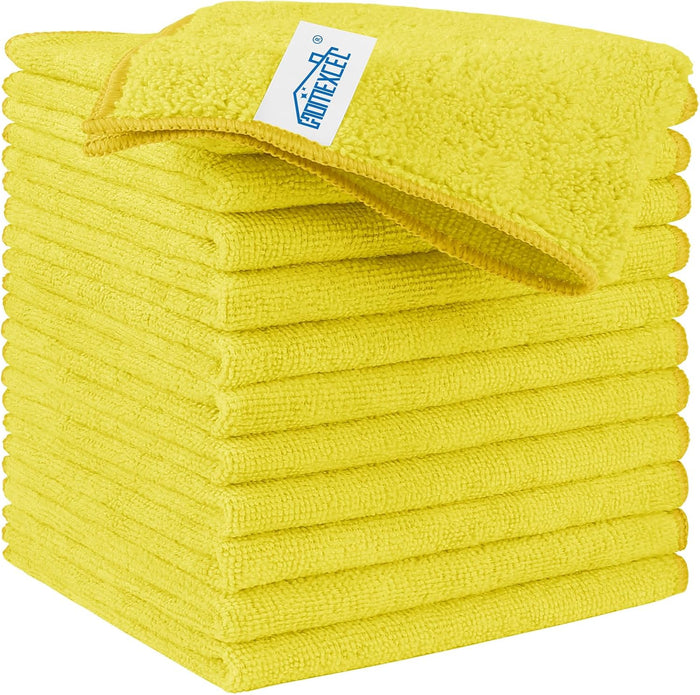 HOMEXCEL Microfiber Cleaning Cloth, 8 Pack Cleaning Rags, Cleaning Towels with 4 Color Assorted, 11.5"X11.5"(Green/Blue/Yellow/Pink)