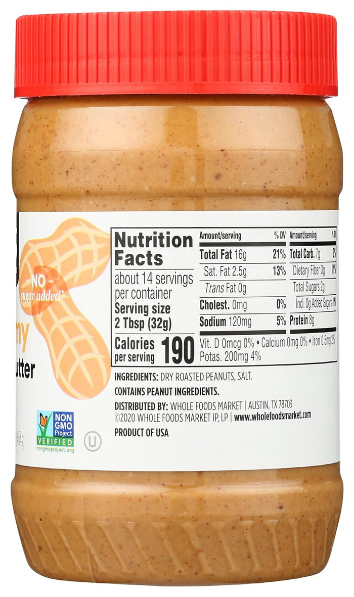 365 by Whole Foods Market, Creamy Peanut Butter, Stir and Enjoy, 16 Ounce