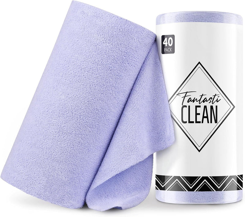 Fantasticlean Microfiber Cleaning Cloth Roll -40 Pack, Tear Away Microfiber Towels, 12" x 12", Reusable, Washable, Scratch Free, Ultra Absorbent for Car, Home Supplies, Shop (TAN)