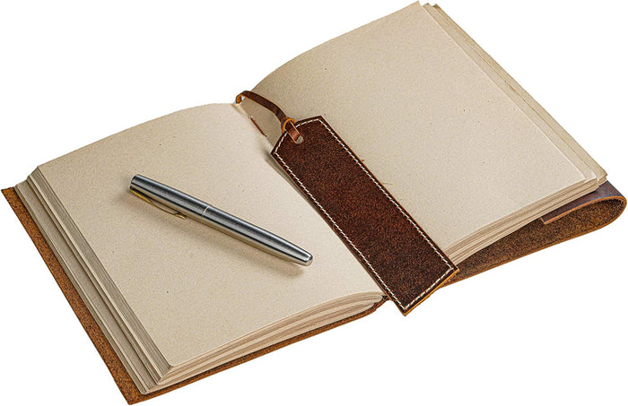 Leather Journal Notebook - Rustic Handmade Vintage Leather Bound Journals for Men and Women - Leather Craft Unlined Paper 300 Pages, Leather Book Diary Pocket Notebook, Diary To Write In (5" x 7")