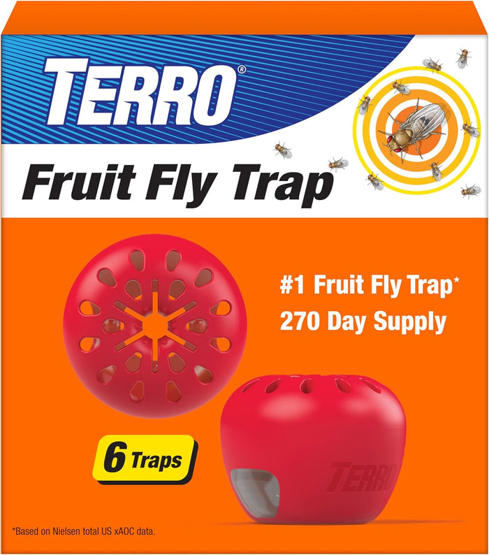 Terro Fruit Fly Traps for Indoors (4 Pack) + 180 Days of Lure Supply