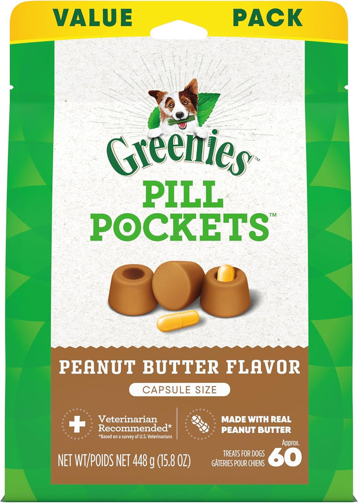 Greenies Pill Pockets for Dogs Large Size, Soft Dog Treats, Chicken Flavor, 15.8 oz. Pouch (60 Treats)