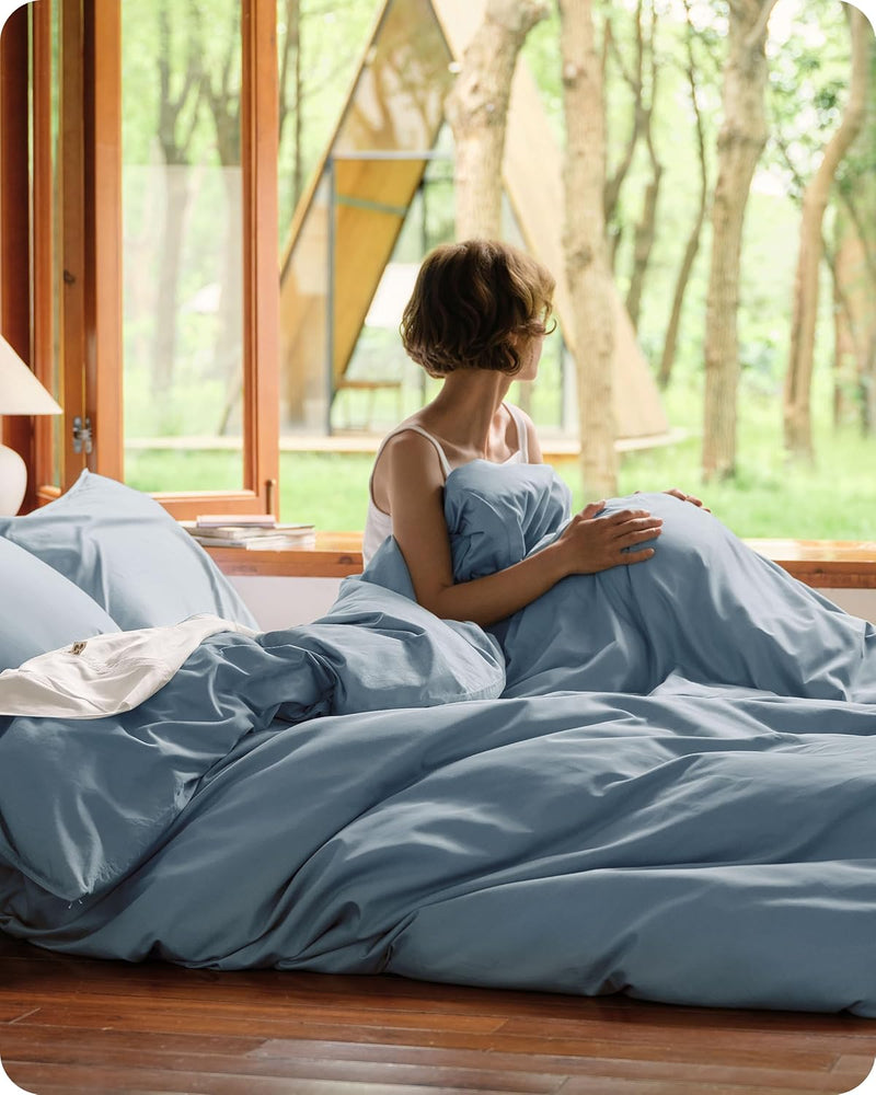 Bedsure Cotton Duvet Cover King, 100% GOTS Organic Cotton Duvet Cover Set, Fair Trade Certified King Bedding Set, Eco-Friendly, Ultra-Soft, Breathable Home Bedding for All Seasons(Ivory, 104"x90")