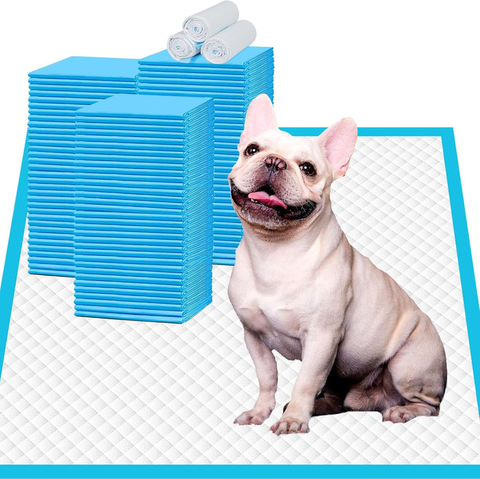 IMMCUTE Puppy Pads 22"x23" 100 Count | 6-Layer Leak-Proof & Super Absorbent Dog Training Pads | Disposable Potty Pads for Puppies, Dogs, Cats & Rabbits | Blue & White