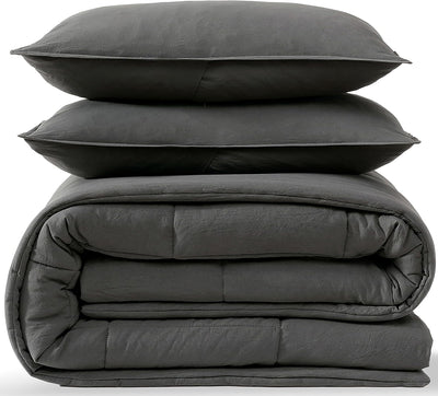 UGG Full/Queen Comforter Set with 2 Pillow Shams, Lightweight Down Alternative Blanket, Reversible Cozy Warm All Season Washable, Hypoallergenic Bedding Set, Charcoal Grey (Leonora)