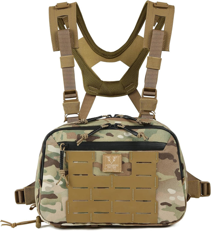 Tactical Chest Rig Bag, 3L Utility Hypalon Molle Chest Rig With Map Pocket 500D Cordura Chest Bag for Hunting Workouts (Ranger Green)