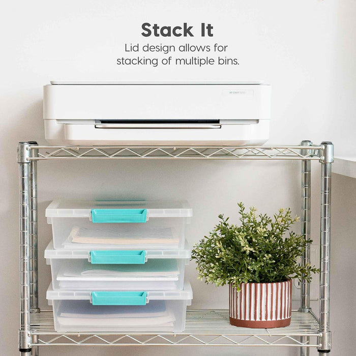 IRIS USA 6 Qt. Plastic Storage Bins Containers with Lids, 4 Pack, Small Sensory Bin, Craft Storage, Craft Organizers & Storage, Organizing Container for Home, Office & Art Supplies, Stackable, Clear