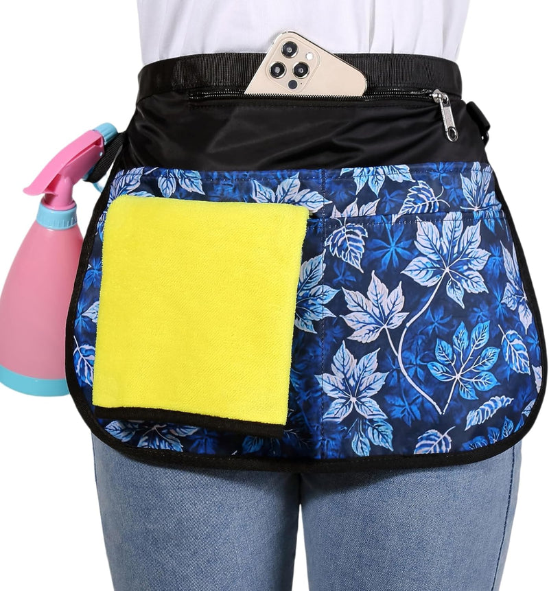Small Size Cleaning Caddy Apron for Women with 5 Pockets, Professional Waterproof Cleaning Supplies for Housekeepers