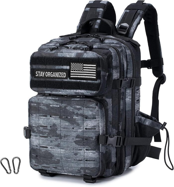 50L Military Tactical Backpack for Men,Water Resistant Day Backpack Molle Army 3 Days Assault Pack Bug Out Bag,Heavy Duty Hiking Treeking Gym Rucksack Black