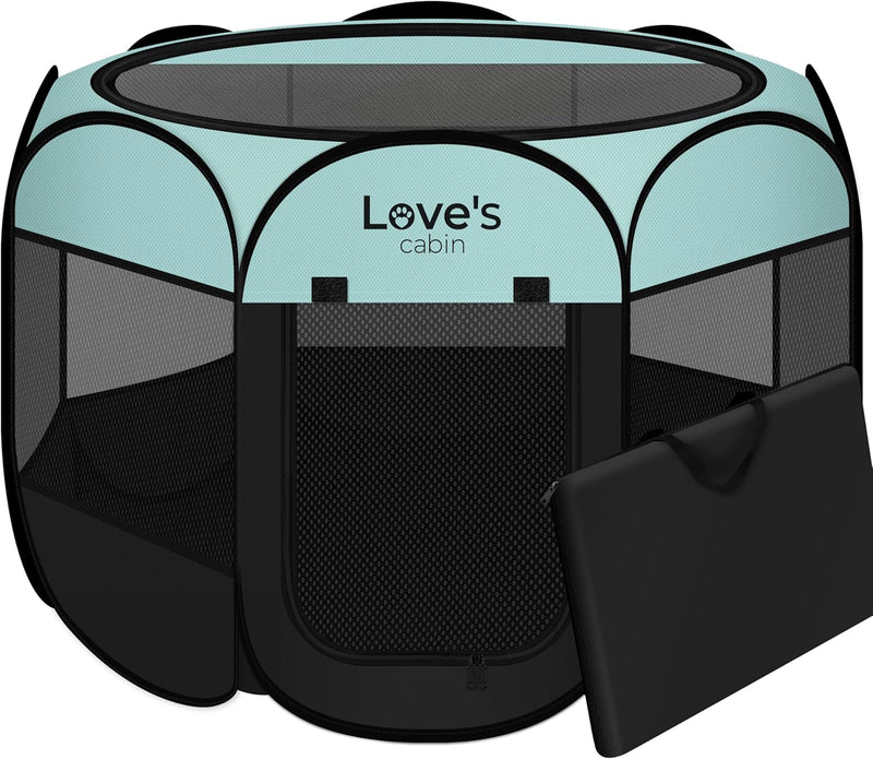 Love's cabin Pet Puppy Dog Playpen, Small Dog Tent Crates Cage Indoor/Outdoor, Portable Playpen for Cat, Foldable Pop Up Dog Kennel Playpen with Carring Case, Removable Zipper Top, Dark Grey