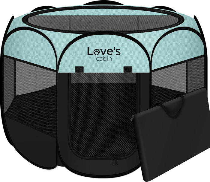 Love's cabin Pet Puppy Dog Playpen, Small Dog Tent Crates Cage Indoor/Outdoor, Portable Playpen for Cat, Foldable Pop Up Dog Kennel Playpen with Carring Case, Removable Zipper Top, Dark Grey
