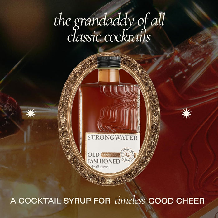 Strongwater Old Fashioned Mix - Makes 64 Cocktails - Handcrafted Old Fashioned Syrup with Bitters, Orange, Cherry, Organic Demerara Sugar - Craft Cocktail Mixer, Just Mix with Bourbon,Whiskey - 2 Pack