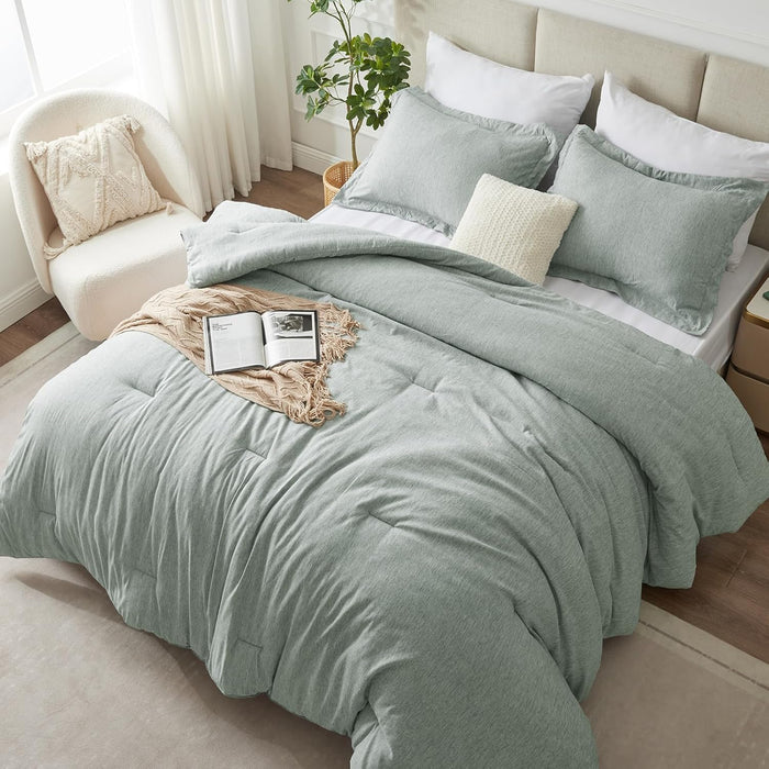 CozyLux King Size Comforter Set - 3 Pieces Beige Soft Luxury Cationic Dyeing Bedding Comforter for All Season, Breathable Lightweight Fluffy Boho Bed Sets with 1 Comforter and 2 Pillow Shams