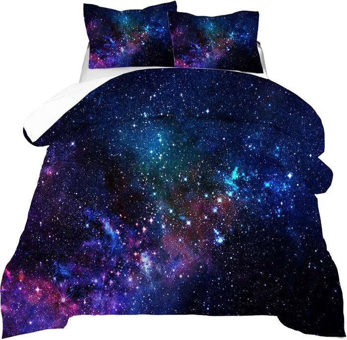 kxry Merry Christmas Comforter Set Santa Claus Deer Christmas Tree Galaxy Red Bedding Quilt King Size for Girls Boys Kids 1 Comforter + 2 Pillow Cases