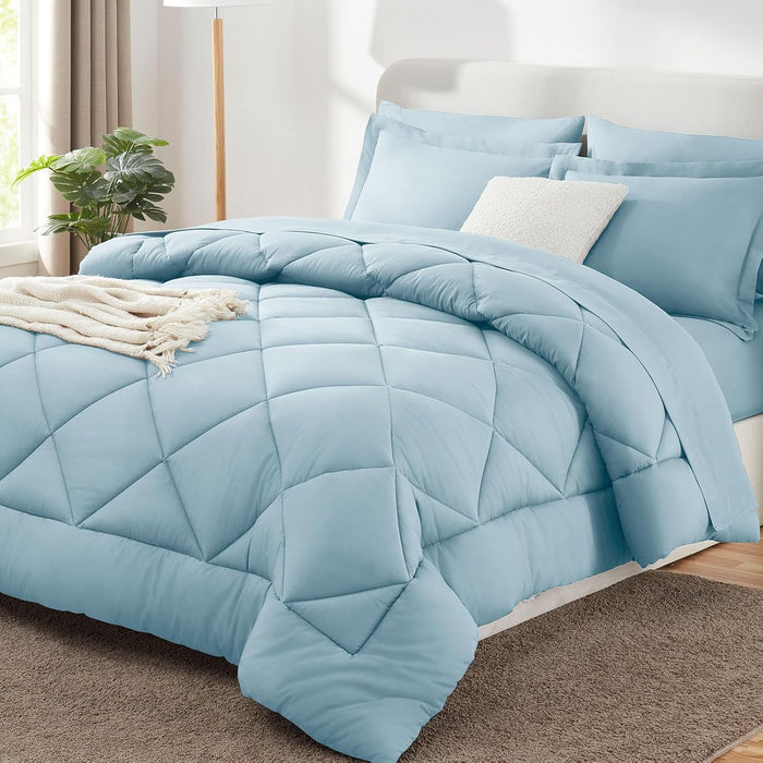 CozyLux King Size Comforter Set Blush Pink - 7 Pieces Bed in a Bag King, Luxury Soft Bed Set for All Seasons, Bedding Set with Down Alternative Comforter, Sheets, Pillowcases & Shams