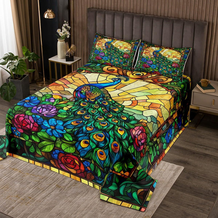Western Dragon Kids Bedspread King Size,Blue Dragon Reading Book Bookshelf Coverlet Set,Boys Girls Room Decor,Geometric Patchwork Abstract Quilted Coverlet,Trippy Chic Bedding Quilt,2 Pillowcases