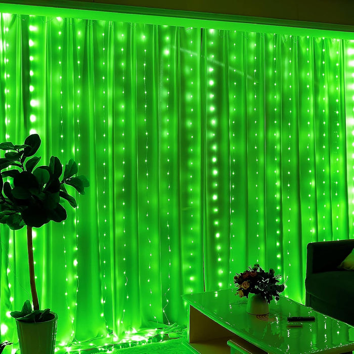 HXWEIYE 300LED Fairy Curtain Lights, 9.8x9.8Ft Warm White USB Plug in 8 Modes Christmas String Hanging Lights with Remote for Bedroom, Indoor, Outdoor, Weddings, Party