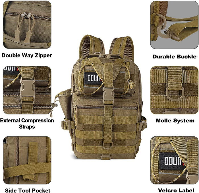 Tactical Backpack Medium EDC DayPack Military Molle Backpacks Bag Outdoor Rucksack for Fishing Hunting Camping (Khaki)