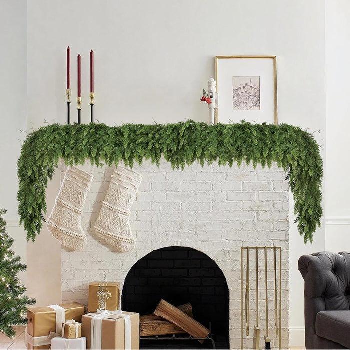 6ft Christmas Garland Realistic Soft and Thickness Green Faux Cedar Pine Garland Artificial Cedar Cypress Garland for Home Fireplace Wall Indoor Outdoor Holiday Party Home Decoration