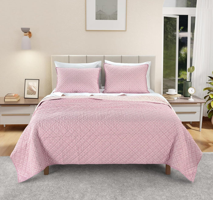 IZOD 100% Cotton Percale Pre-Washed Quilt Set, Ultra-Soft & Reversible Bedding, Full/Queen Size Sheet, Wrinkle-Resistant 3-Pc Cotton Bedspread w/Matching Shams, All-Season Comfort - Grey Stripe