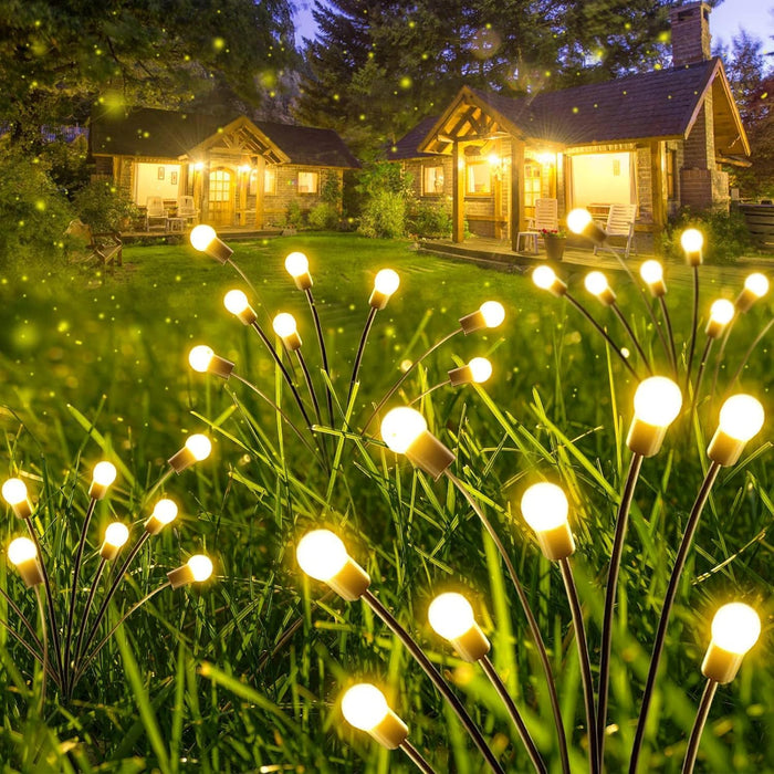 Albelt Halloween Decorations Outdoor, 6 Pack Solar Firefly Lights Outdoor, 48 LED Solar Halloween Lights, Waterproof Swaying Garden Light (Sway by Wind) for Outside Pathway Decor (Orange and Purple)